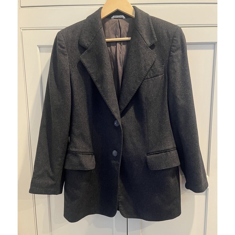 Accento Marzotto Italy Grey Wool Cashmere Jacket Women Size 6 US Preppy